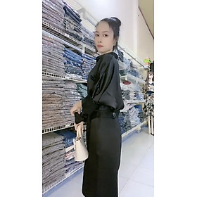 Bộ áo sơ mi kèm váy cao cấp màu đen quý phái Myqlothing