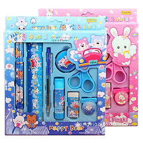 Bộ 9 dụng cụ học tập họa tiết thú hoạt hình xinh xắn dễ thương cho bé 88022