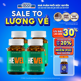 Combo 4 Hộp 30v - Viên Uống Bổ Gan Hewel Ecogreen – Giải Độc Gan Mát Gan, Hỗ Trợ Tiêu Hóa
