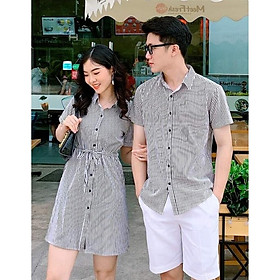 Áo cặp nam nữ Set váy sơ mi đôi tình nhân couple chụp ảnh cưới AV42