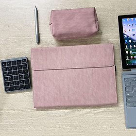 Set bao da, cặp da chống sốc, chống nước cho Microsoft Surface Pro 4, 5, 6, 7 kèm ví đựng sạc, chuột - Hàng chính hãng