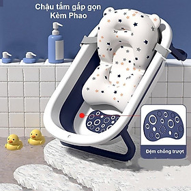 Chậu tắm gấp gọn cao cấp kèm phao cho bé 0-7 tuổi