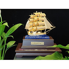 Mô hình thuyền dát vàng 24k MT Gold Art(29x17x34 cm) M01- Hàng chính hãng, trang trí nhà cửa, phòng làm việc, quà tặng sếp, đối tác, khách hàng, tân gia, khai trương 
