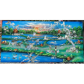 Mua Tranh sơn mài đồng quê Khảm cừ cao cấp  hàng xuất khẩu size 80x160 cm