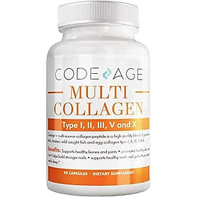 Codeage Multi Collagen Protein Capsules, Type I, II, III, V, X, Grass Fed, All in One Super Bone Broth with Collagen, 90 Count