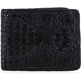 Bóp nam Huy Hoàng da cá sấu nguyên con đan viền màu đen HT2762