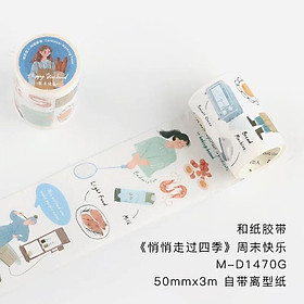 Một chu kì washi tape chủ đề cuộc sống thiếu nữ dễ thương dùng để trang trí 35cm