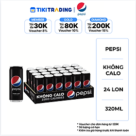 Thùng 24 Lon Nước Uống Có Gaz Pepsi Không Calo (320ml/Lon)
