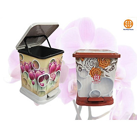 Mua THÙNG RÁC NẮP BẬT VUÔNG TRÒN HỌA TIẾT BẮT MẮT NHỰA VIỆT NHẬT