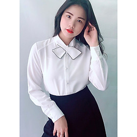 Áo sơ mi nữ công sở Louro L114, mẫu áo sơ mi cổ cách điệu hình nơ, kiểu dáng đứng form, chất liệu mịn mát, kiểu dáng công sở đi làm đi chơi