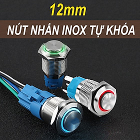 Mua Nút công tắc nhấn giữ Tự khóa có LED 12mm (3V-6V  12-24V  110-220V) Vỏ Kim loại chống nước