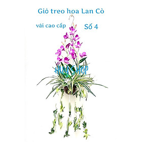 Mua Giỏ gáo dừa Hoa LAN CÒ (cao 85cm) Vải cao cấp trang trí treo trần nhà