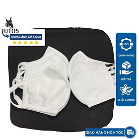 Combo 5 khẩu trang vải dệt kim TUTO5 thời trang 2 lớp trắng/đen người lớn kháng khuẩn, khử mùi, tái sử dụng 30 lần Nhật