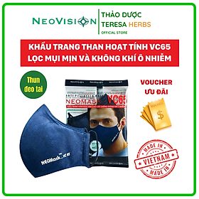 Combo 10 Mặt Nạ - Khẩu trang than hoạt tính NeoVision NeoMask VC65 đạt chuẩn N95(Thun Qua Tai) - Chống bụi siêu mịn PM2.5, lọc khuẩn BFE 95% (Được cấp bởi Nelson Lab), kháng khuẩn, chống giọt bắn có thể giặt tái sử dụng nhiều lần - Xanh đậm