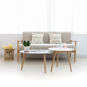 Set 2 Bàn Sofa - Bàn Cafe - Bàn Trà Gỗ Cao Su MOHO VERONA 801