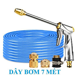 Bộ dây vòi xịt nước rửa xe, tưới cây . tăng áp 3 lần, loại 7m, 10m 206701-2 đầu đồng, cút đồng+ tặng túi đựng bút