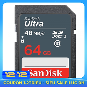 Thẻ Nhớ SD SanDisk Ultra Class 10 64GB - 48MB/s - Hàng Nhập Khẩu