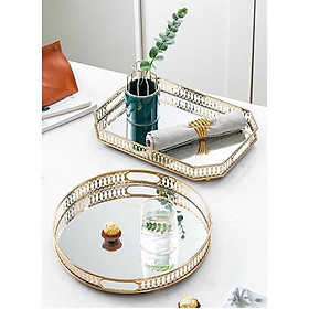 Mua khay úp cốc chén inox  khay trang trí viền vàng mẫu mới cao cấp