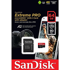 Thẻ Nhớ Sandisk Extreme Pro 64Gb Chip A2 V30 170Mb s Siêu Bền Hàng Chính