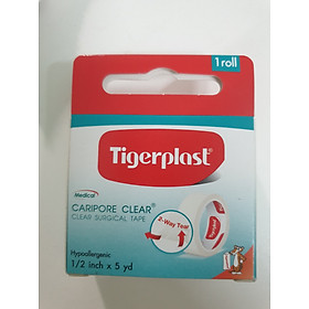 Băng keo nhựa TigerPlast Caripore Clear - Cố định bông gạc