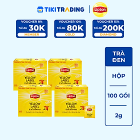 Combo 4 LIPTON Trà Đen Túi Lọc Nhãn Vàng (2g X 100 Gói) Envelope