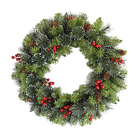 Artificial Wreath Christmas Ornament Wall Hanging for Door Window Party Xmas Decoration