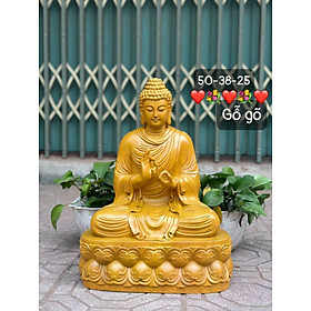 Mua Tượng điêu khắc  phật thích ca bằng gỗ gõ pu giả cổ kt cao 50×38×25cm