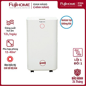 Máy hút ẩm lọc không khí 40M2 Fujihome DH12 12 Lít/ngày, màn LCD thông minh hiển thị % độ ẩm, Ionizer lọc sạch không khí- Hàng chính hãng