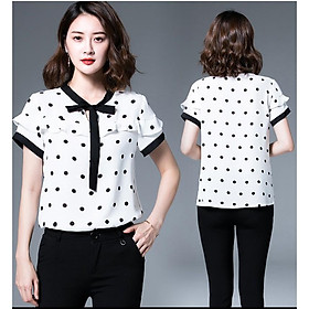 TK435-ÁO KIỂU CHẤM BI TAY NGẮN S-6XL