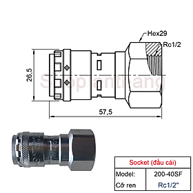 Khớp nối nhanh khí nén một chạm 200-SF, Nitto - Nhật Bản