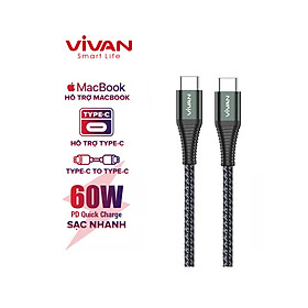 Mua Cáp Sạc Nhanh VIVAN KPD100S Type-C to Type-C 100cm Chuẩn Sạc Nhanh PD 60W - Hàng Chính Hãng