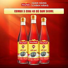 COMBO 3 chai Nước mắm truyền thống Phú Quốc Hồng Hạnh Cốt Nhỉ 40 độ đạm, dung tích 500ml - Chấm sống tuyệt ngon