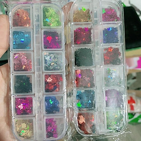 Kim tuyến lá phong mix màu, lá phong ẩn gel, kim tuyến ẩn gel