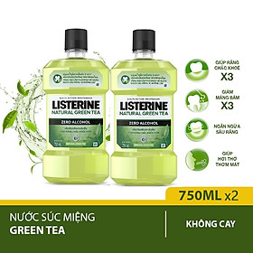 Bộ 2 Nước Súc Miệng Ngừa Sâu Răng Listerine Natural Green Tea 750ml x2 chai