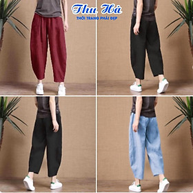 Quần kiểu thời trang nữ ống rộng lưng thun Thu Hà chất liệu Linen cao cấp mềm mát, form rộng thoải mái QNH.39