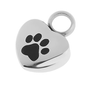 2pcs Pet Dog Paw Heart Ashes Urn Pendant Keepsake Memorial Cremation Jewelry