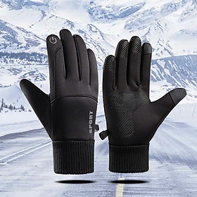 Găng tay nam mùa đông cảm ứng lót nỉ lông cực ấm lòng bàn tay chống trượt cao cấp GTN89