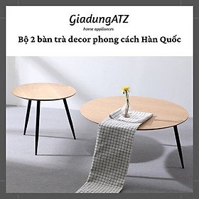 Combo 2 Bàn trà sofa mặt tròn hiện đại chân sắt chắc chắn