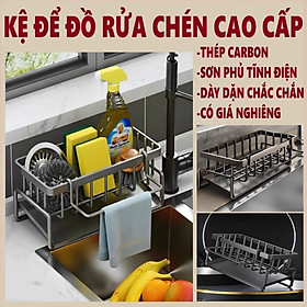 Giá Để Đồ Rửa Bát Tích Hợp Thanh Treo,Kệ Để Đồ Bồn Rửa Tiện Lợi Kèm Khay Hứng Nước - HENRYSA