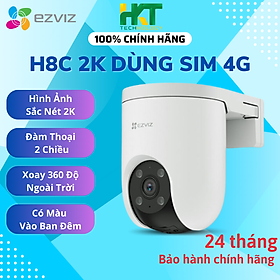 Camera Ezviz H8C 2K Dùng Sim 4G, Xoay 360 Độ, Có Màu Đêm - Hàng chính hãng