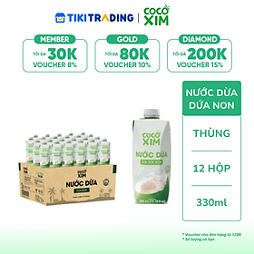 Thùng nước dừa đóng hộp Cocoxim dừa dứa non 330ml (1 thùng 24 hộp)