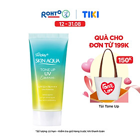 Kem chống nắng nâng tông Skin Aqua Tone up Mint Green cho da trắng có khuyết điểm đỏ, dạng tinh chất Sunplay Skin Aqua Tone Up UV Essence Mint Green SPF 50+ PA++++ 50g