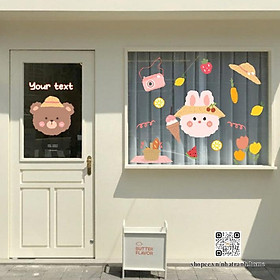 Mua Hình dán gấu mùa hè aesthetic trang trí gương  kính cửa hàng cute 13