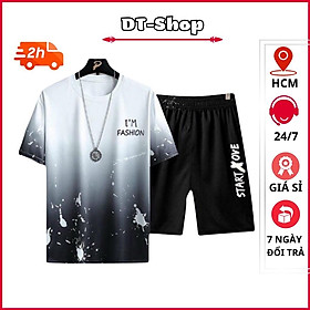 Bộ Quần Áo Thun Nam Nữ Unisex Mùa Hè Ngắn Tay Cổ Tròn Họa Tiết Loang Vẩy Sơn Hot Trend Thời Trang DT SHOP QA NAM 1000104