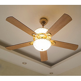 Mua Quạt trần trang trí bầu pha lê có đèn cánh gỗ fip tạo điểm nhấn tuyệt vời cho mọi không gian nội thất  quạt trần đèn động cơ Dc điều khiển từ xa 6 tốc độ gió quay tiến lùi cực mát  êm  đèn led  siêu sáng  siêu bền 2392