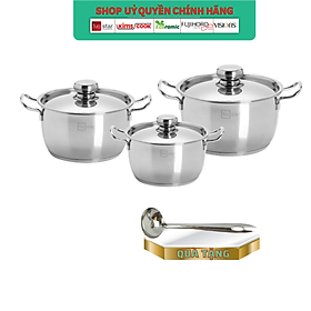 Bộ nồi inox 3 đáy nắp inox fivestar tặng 2 muỗng canh