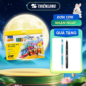 Bút lông màu Fiber Pen 20 màu Retro Thiên Long Colokit rửa được ngòi chóp viết nét thanh nét đậm SWM-C009