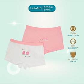 Set 2 chiếc quần chip bé gái, quần lót cho bé gái cotton cao cấp họa tiết Quả dưa dễ thương hãng LASAMO mã QLB011
