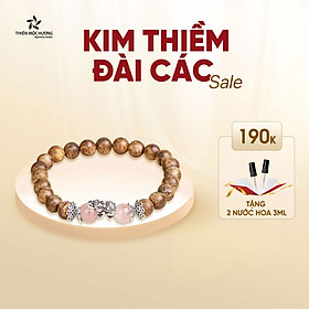 Vòng tay trầm hương tự nhiên Kim Thiềm Đài Cát - Phồn Vinh mix Charm Bạc 925 đặc biệt - Thiên Mộc Hương - Thạch Anh Tóc Xanh