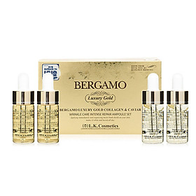Set 4 chai Siêu tinh chất dưỡng trắng và tái tạo da Bergamo Luxury Gold Caviar Intense Repair Ampoule 13ml x4